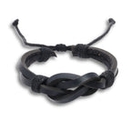 Black Leather Retro Knot Bracelet - Ideal Birthday or Christmas Gift