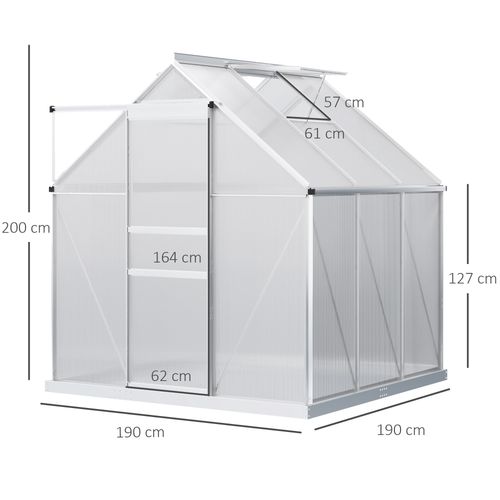Polycarbonate Walk-in Garden Greenhouse w/ Sliding Door Silver Tone