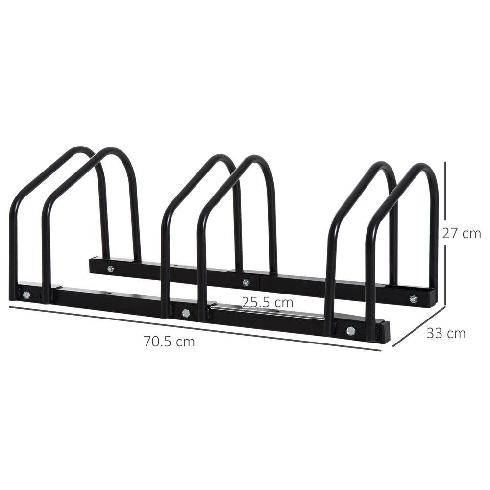 Bike Stand Parking Rack Floor or Wall Mount Bicycle Cycle Storage Locking Stand (3 Racks, Black)