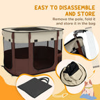 Portable Dog Pen for Puppies, Rabbits, Kittens, Guinea - Brown
