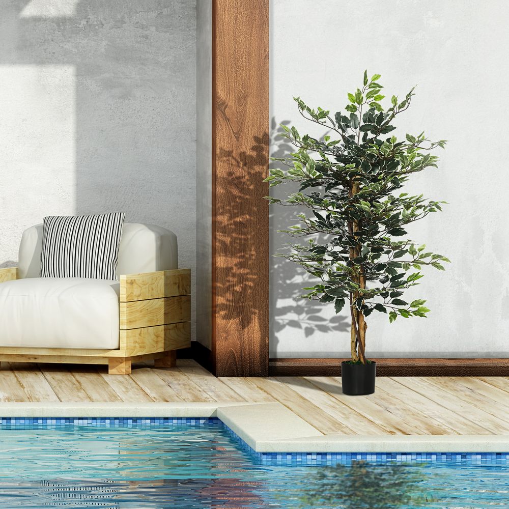 Artificial Ficus Tree - Lifelike Leaves, Natural Trunks - Green