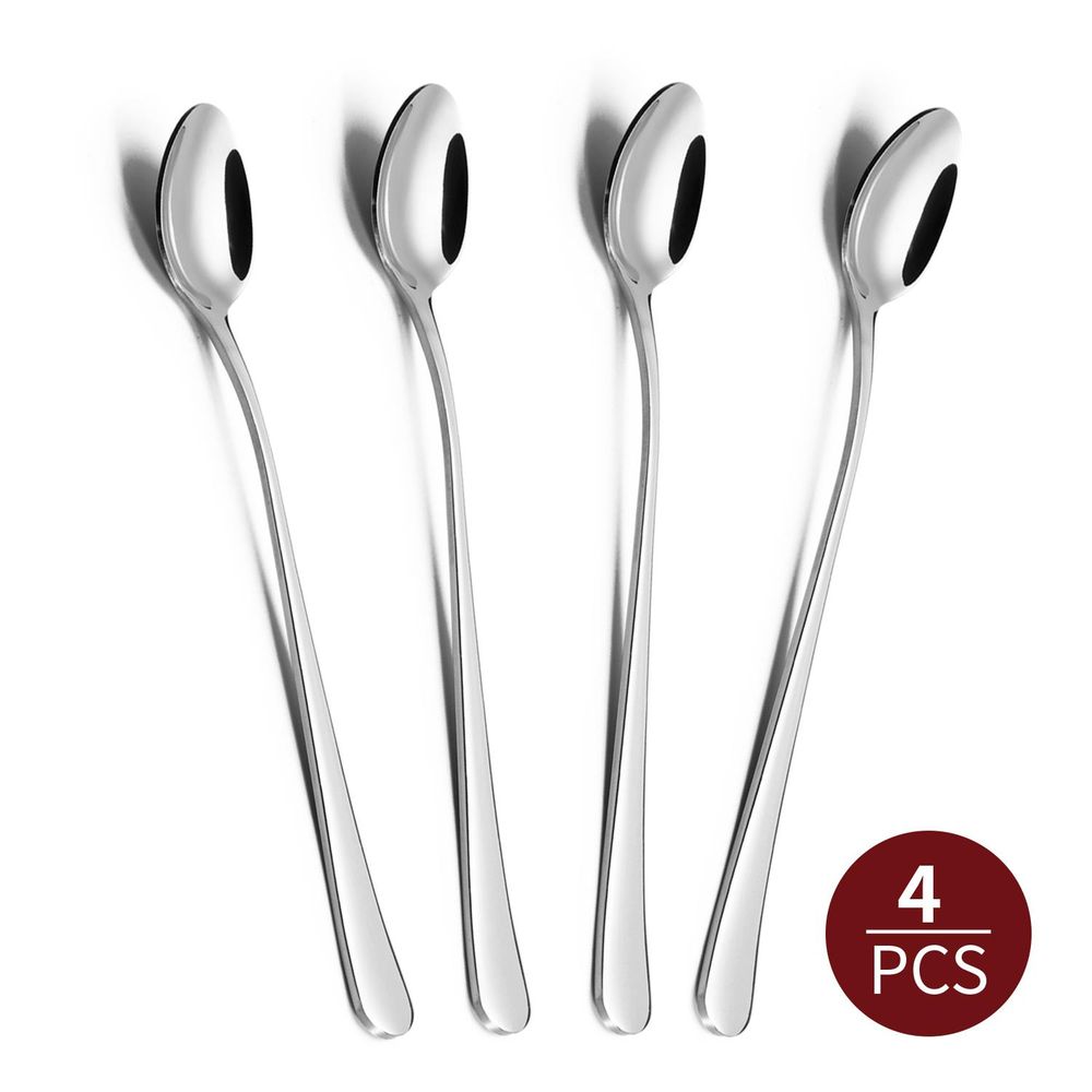 Stainless Steel Latte Spoon - Long Handle, Set of 4