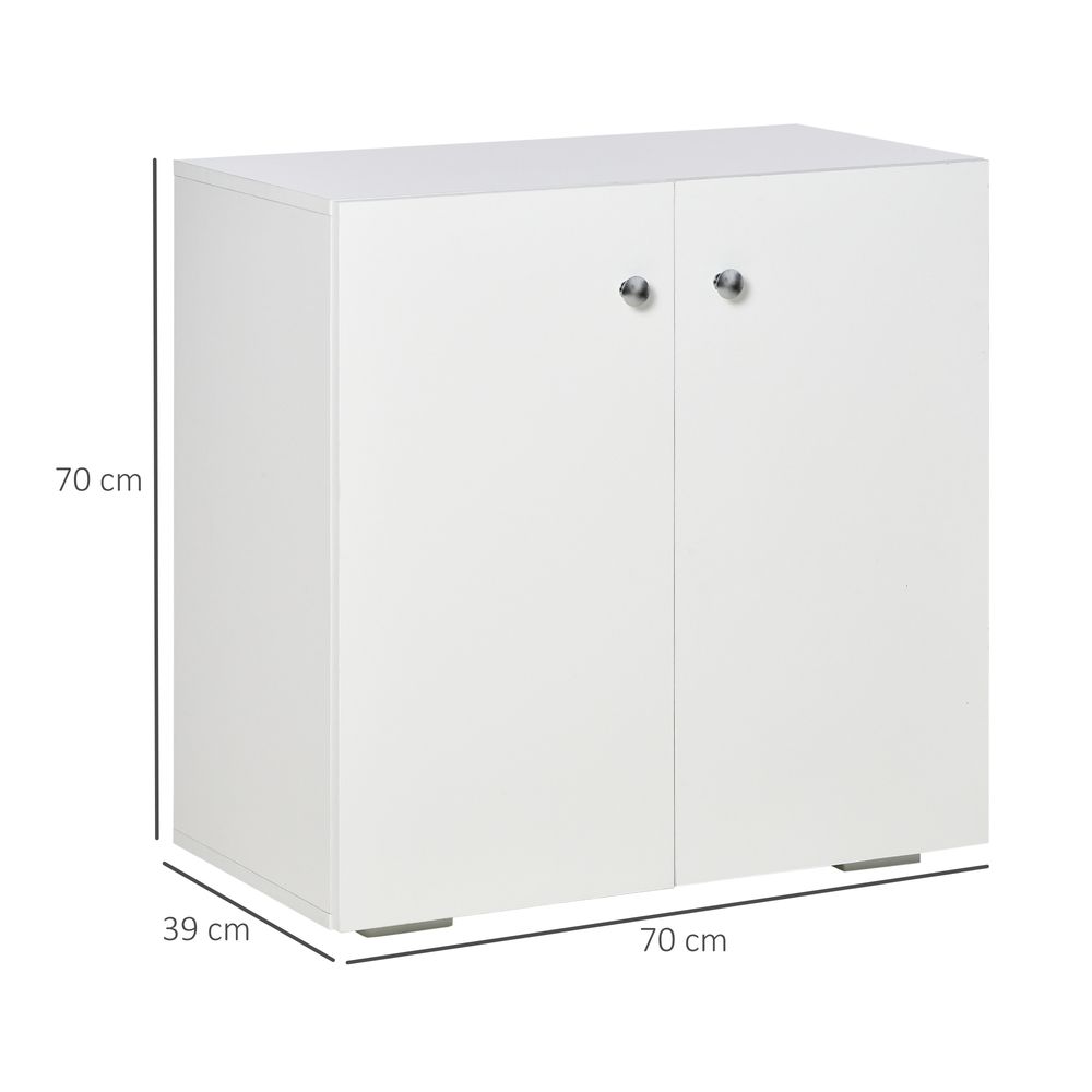 Storage Cabinet w/Two Shelves Wooden Sideboard Freestanding Kitchen Cupboard Bookcase - White