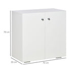 Storage Cabinet w/Two Shelves Wooden Sideboard Freestanding Kitchen Cupboard Bookcase - White