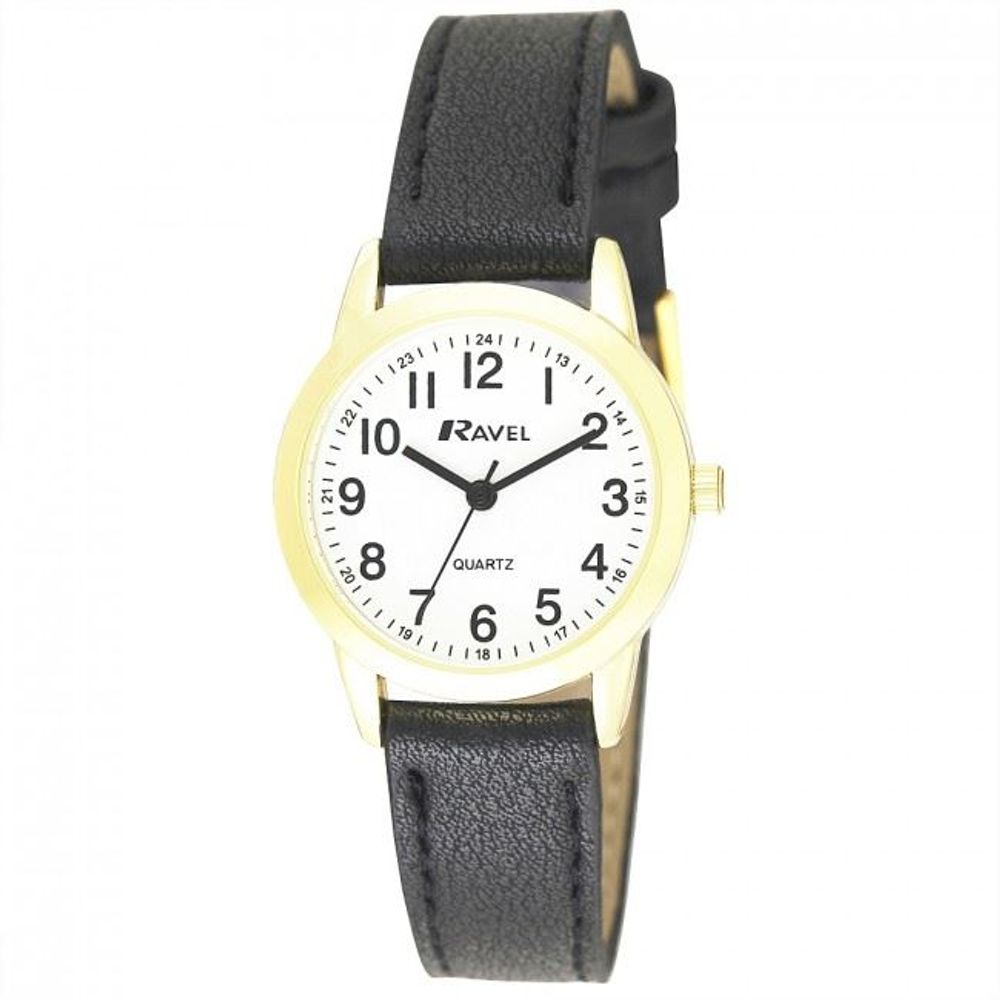 Ladies Classic Leather Strap Watch - Clear Easy Read Dial - Quality Quartz Movement