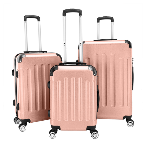 3 Pcs Suitcase Lightweight ABS Carry-on Hand Luggage 4 Spinner Wheels Trolley Case with Ideal Detail