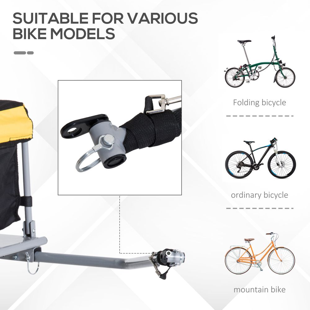 Steel Bike Cargo Trailer - Secure Storage Cart, Bright Yellow Design
