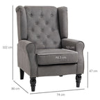 Wood Frame Accent Armchair - Retro Tufted Club Chair - Dark Grey Fabric - Home Furniture