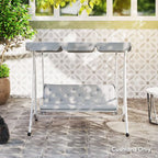 3 Seater Garden Bench Cushion Outdoor Seat Pad w/ Ties Light Grey
