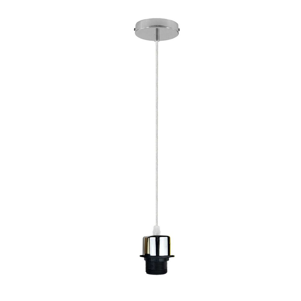 Industrial Chrome Pendant Light Fitting. E27 UK Holder Set. PVC Cable. Dimmable.. Adds Lampshades