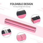 Balance Beam Trainer: Foldable, Pink Suede Gymnastics Equipment for Home., versatile, and safe