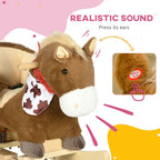 Kids Rocking Horse, Plush Baby Rocking Chair with Safety Harness & Sounds
