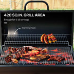 Barrel Charcoal Barbecue BBQ Grill Trolley W/ Ash Catcher Thermometer