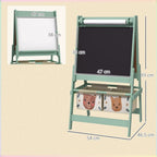 Kids Easel with Paper Roll, 3 in 1 Art Easel for Children, with Blackboard, Whiteboard, Storage Baskets, Green