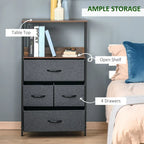 4 Drawer Storage Chest Unit - Black - Home Living Room Bedroom - Shelves