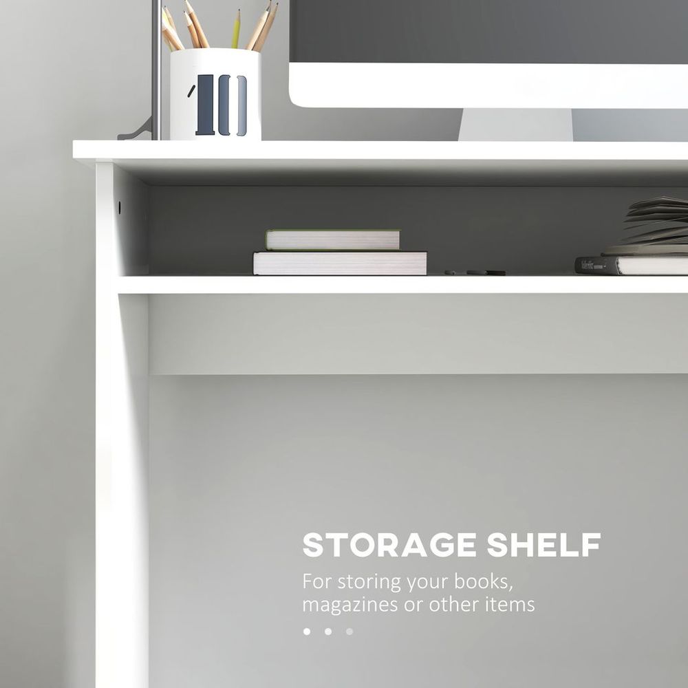 Computer Desk Writing Table Study Workstation Storage High Gloss White