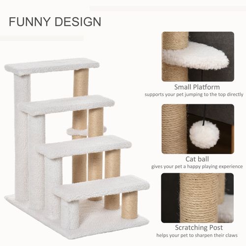 Pet Stair with 4-step Climb Ladder, Scratching Posts