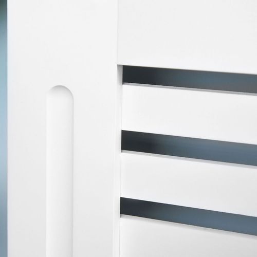 Modern Radiator Cover Cabinet Slatted Design MDF White Medium