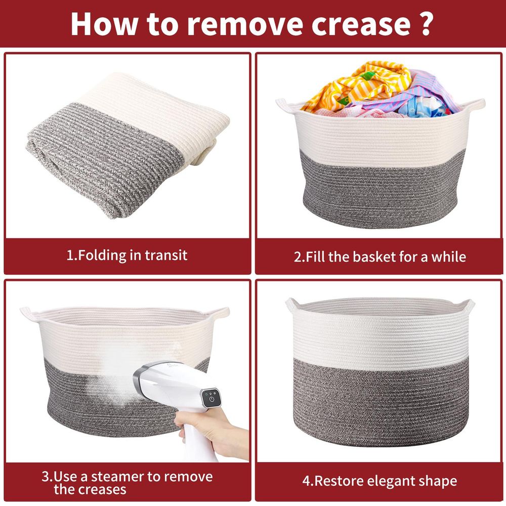 Laundry Basket Wht & Natural