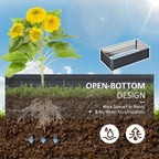 Raised Garden Bed Steel Planter Growing Box for Vegetables Flowers Grey