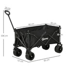 Foldable Garden Cart, Outdoor Utility Wagon with Carry Bag, Black