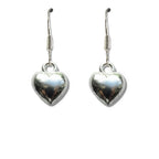 Silver Puff Heart Drop Earrings - Ideal Birthday or Christmas Gift