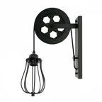 Retro Industrial Pulley Wheel Cage Wall Light E27~1212 Black