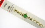 Ladies Metal Analogue Green Dial & Yellow Tone Metal Bracelet Strap Watch