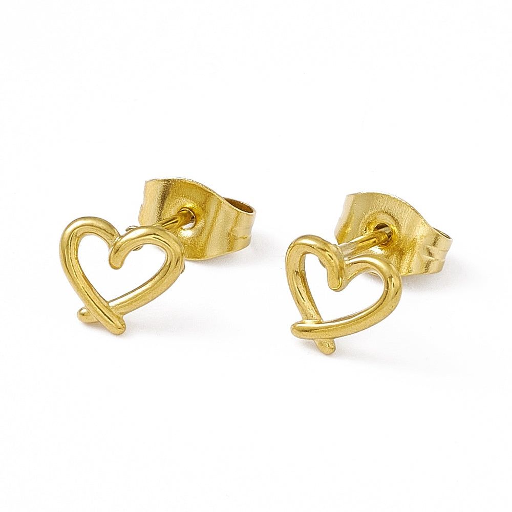 Small Gold Heart Stud Earrings - Ideal Birthday or Christmas Gift