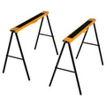 Steel Saw Horse Set - Non-Slip, 2-Piece, Black/Yellow