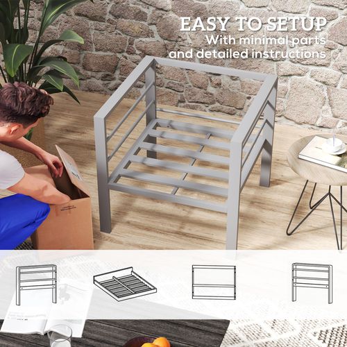 Patio Furniture Aluminium Armchair with Cushions, Charcoal Grey