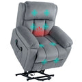 Lift Chair Riser and Recliner Chair with Vibration Massage, Heat, Grey