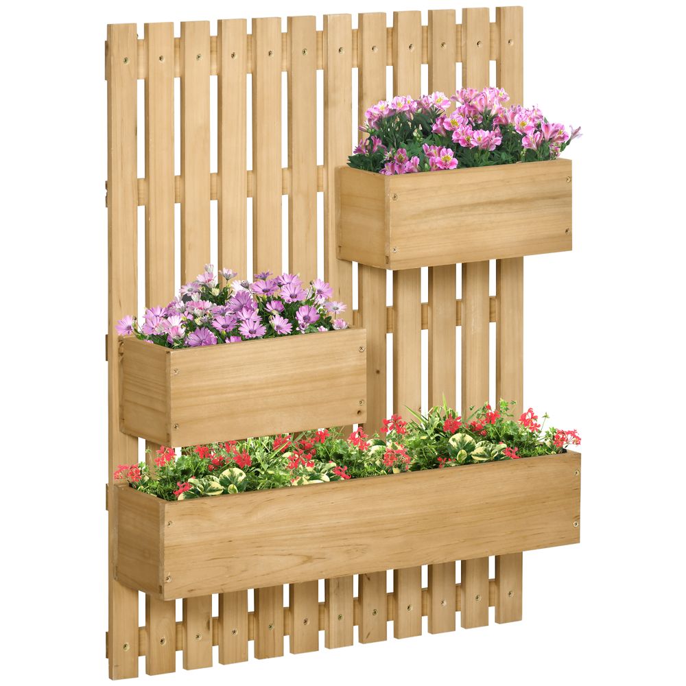 Wooden Garden Planters with Trellis Wall-mounted Raised Garden Bed