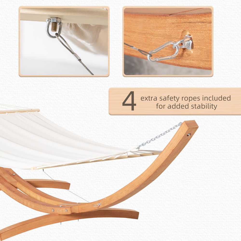 Outdoor Garden Hammock & Wooden Stand - Swing & Relax in Comfort with Sturdy White Bed