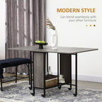 Mobile Drop Leaf Table Folding Kitchen Table Extendable Dining Table For Small Spaces With 6 Wheels & Storage Shelf Grey