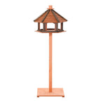 Wooden Bird Feeder Bird Table with Roof for Outside Use Brown 130cm