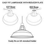 Navy Blue Metal Lamp Shades in a Vintage Retro Style Antique Shades