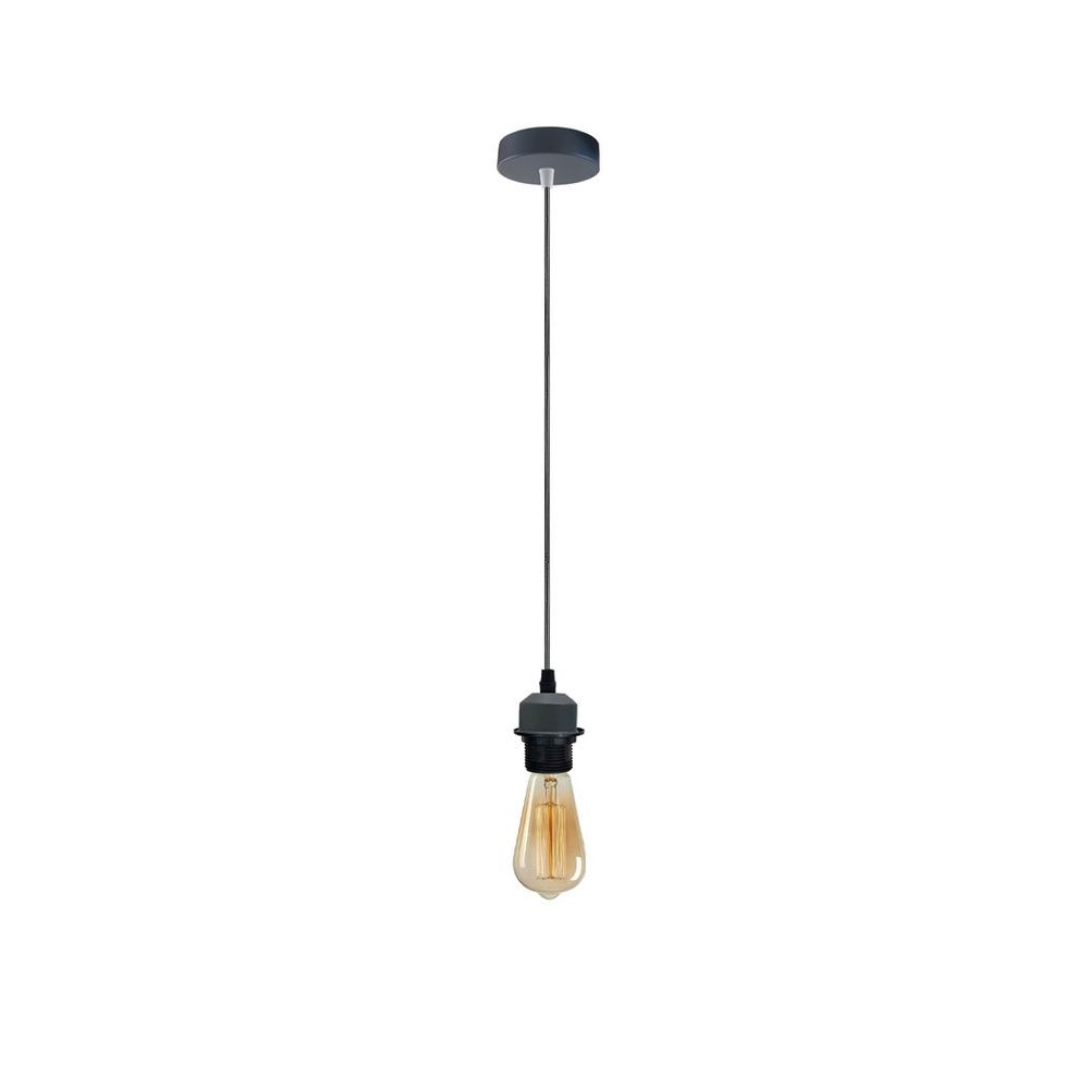 Industrial Grey Pendant Light Fitting, Lampshade Addable E27 Lamp Holder UK Holder Fitting Set With PVC Cable