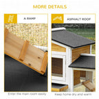 Large Rabbit Hutch Outdoor, 2-Tier Guinea Hutch, Wooden Bunny Run, Small Animal House with Double Side Run Boxes, No-leak Plastic Tray, Ramp, 230 x 53 x 93.5cm