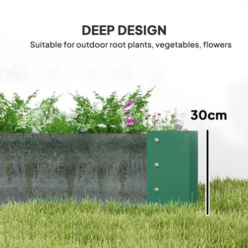 Galvanised Raised Garden Bed, 180x90x30cm Raised Planter, Green