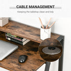 Rustic Brown Metal Frame Office PC Workstation with Storage Shelf - Professional Quality