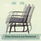 Steel Frame Set-of-2 Glider Rocking Chair Set & Table - Stylish Grey Design