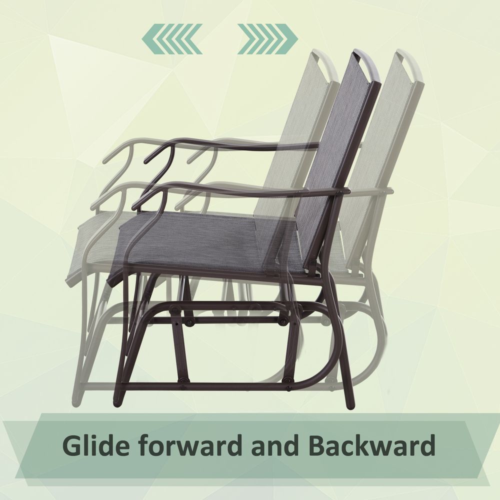 Steel Frame Set-of-2 Glider Rocking Chair Set & Table - Stylish Grey Design