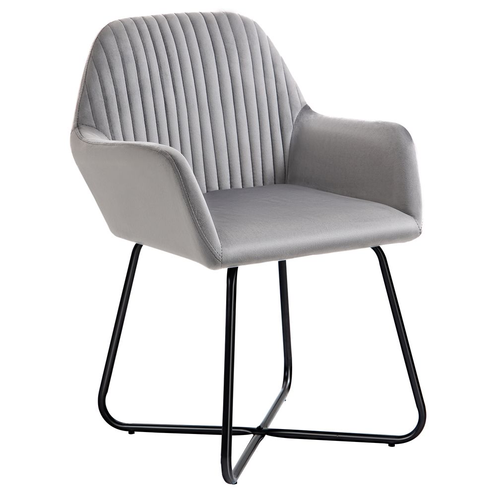 Comfort Grey Velvet Accent Chair: Modern Design, Metal Base, Upholstered Lounge Armchair - Shop Now!