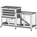 2 Tier Rabbit Hutch with Run, Wheels, 2 Openable Top, 3 Plastic Trays
