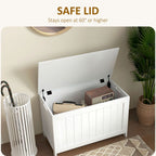 Storage Chest with 2 Safety Hinges, Storage Bench for Living Room - White