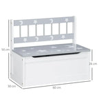 Two-In-One Wooden Toy Box, Kids Storage Bench w/ Safety Rod - Grey