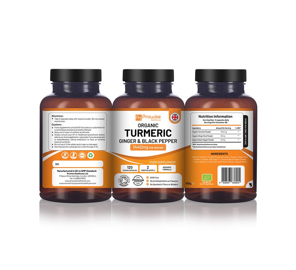 Turmeric Curcumin 1440mg with Black Pepper & Ginger - UK Manufactured