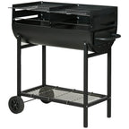Steel 2-Grill Charcoal BBQ w/ Wheels - Black