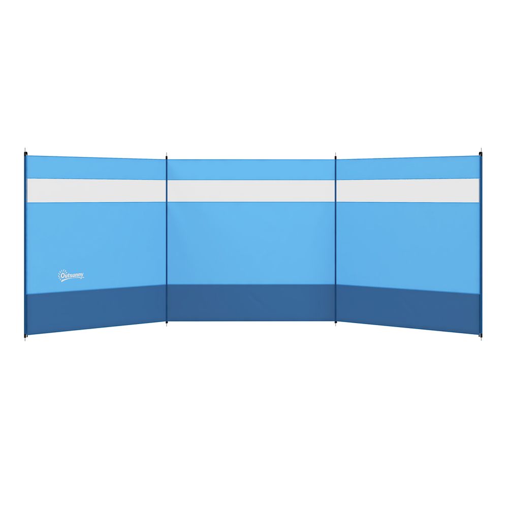 Outsunny Camping Windbreaks with Clear Windows and Carry Bag, 440 x 140cm Blue